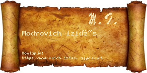 Modrovich Iziás névjegykártya